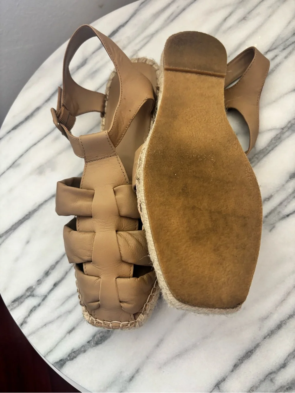Bernardo Tan Braided Leather Espadrille Sandals